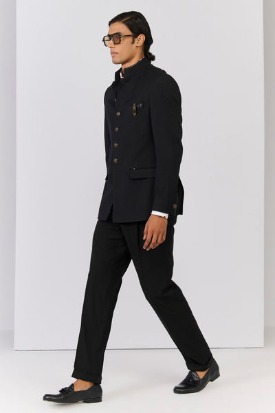 Shantanu & Nikhil Menswear Black Bandhgala Jacket indian designer wear online shopping melange singapore 