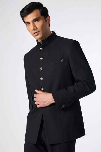 Shantanu & Nikhil Menswear Black Bandhgala Jacket indian designer wear online shopping melange singapore