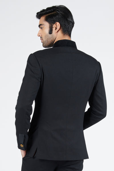 Shantanu & Nikhil Menswear Black Bandhgala with Patch Pockets indian designer wear online shopping melange singapore