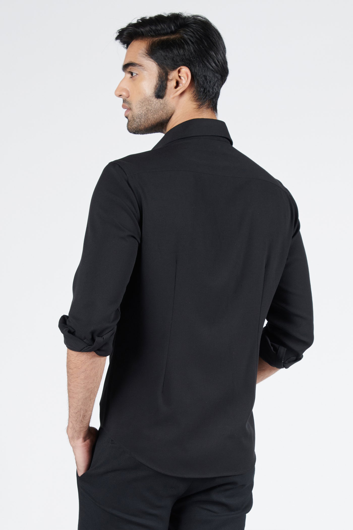 Shantanu & Nikhil Menswear Black Crested Shirt indian designer wear online shopping melange singapore