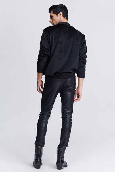 Shantanu & Nikhil Menswear Black Crested Sweatshirt indian designer wear online shopping melange singapore