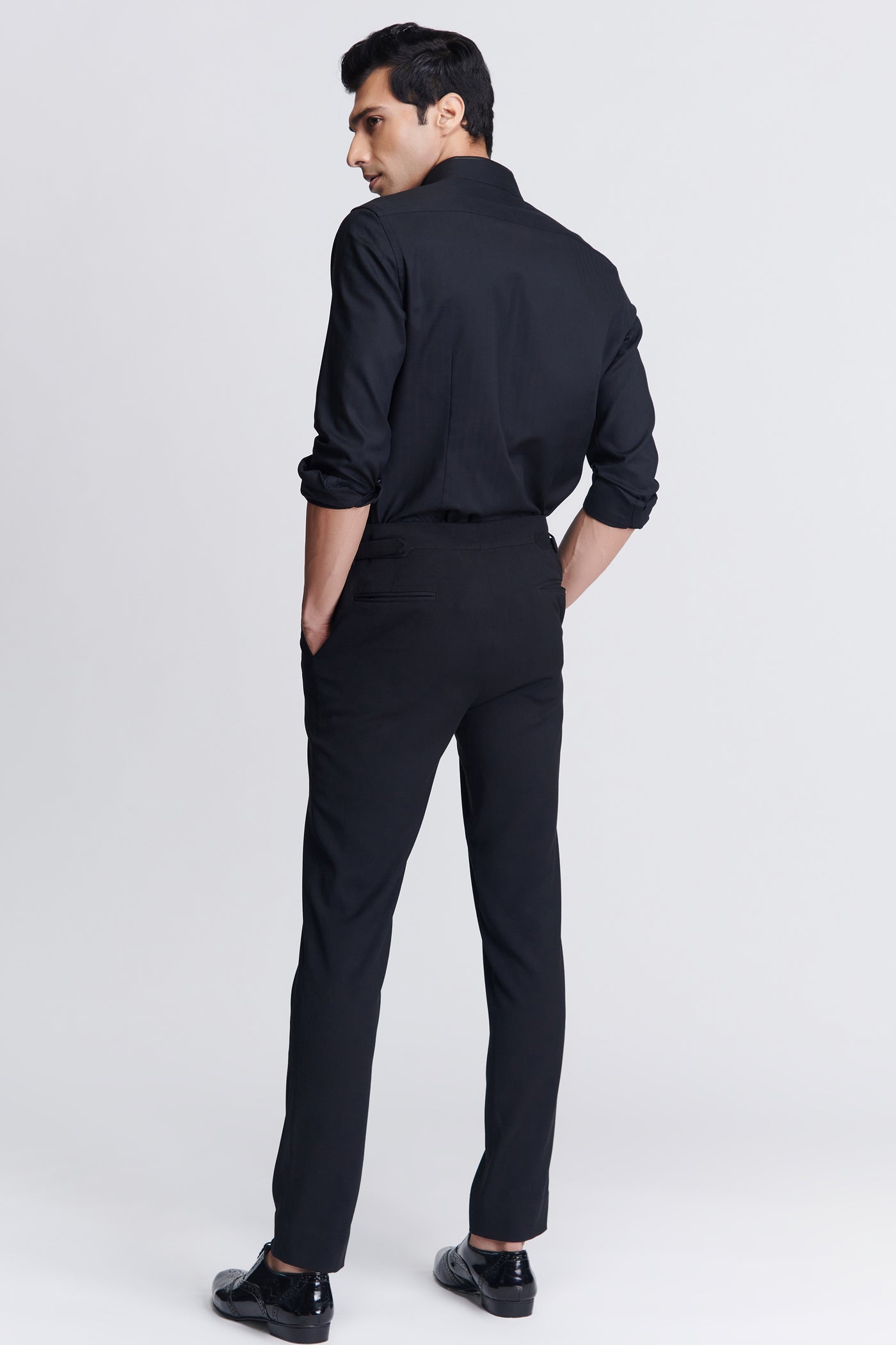 Shantanu & Nikhil Menswear Black Diamante Placket Shirt indian designer wear online shopping melange singapore