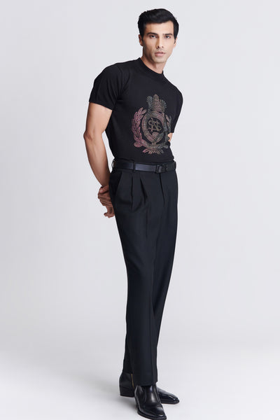 Shantanu & Nikhil Menswear Black Knit Studded T-Shirt indian designer wear online shopping melange singapore