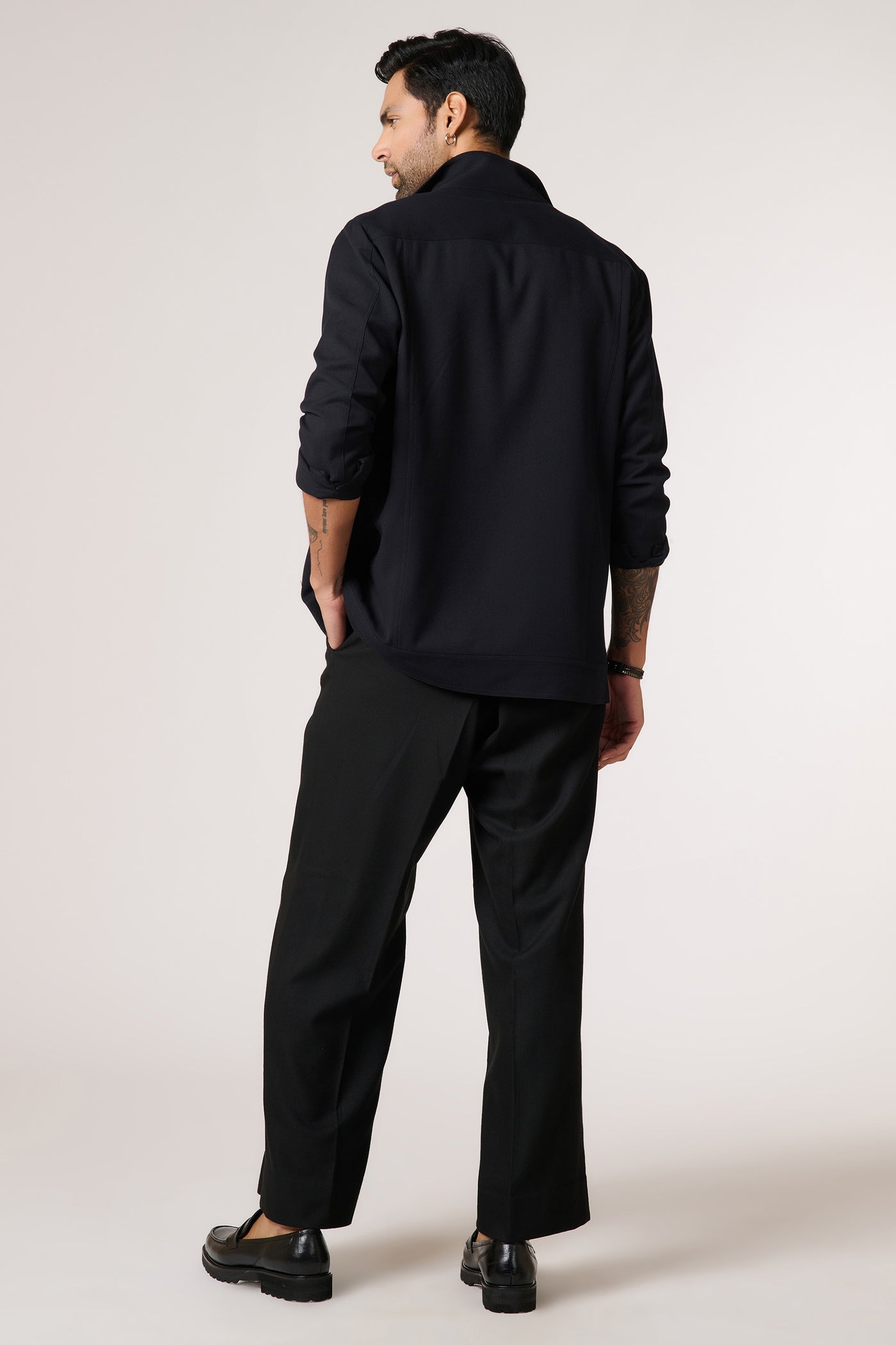 Black Linen Utility Shacket