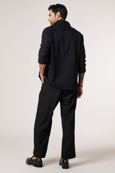 Black Linen Utility Shacket