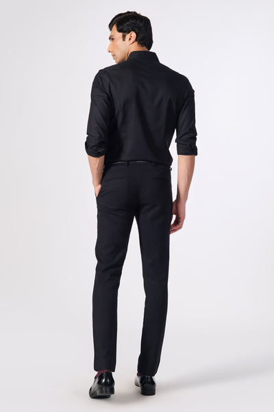 Shantanu & Nikhil Menswear Black Shirt with Vegan Leather Details indian designer wear online shopping melange singapore
