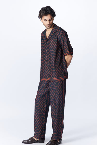 Shantanu & Nikhil Menswear Black Twill Silk Shirt indian designer wear online shopping melange singapore
