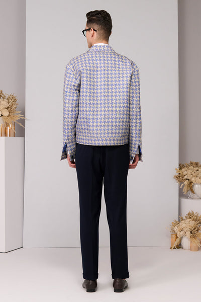 Shantanu & Nikhil Menswear Blue Houndstooth Layering indian designer wear online shopping melange singapore 