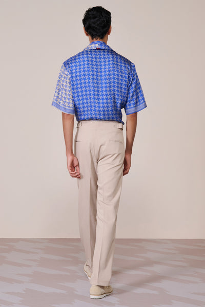 Shantanu & Nikhil Menswear Blue Houndstooth Printed Shirt indian designer wear online shopping melange singapore