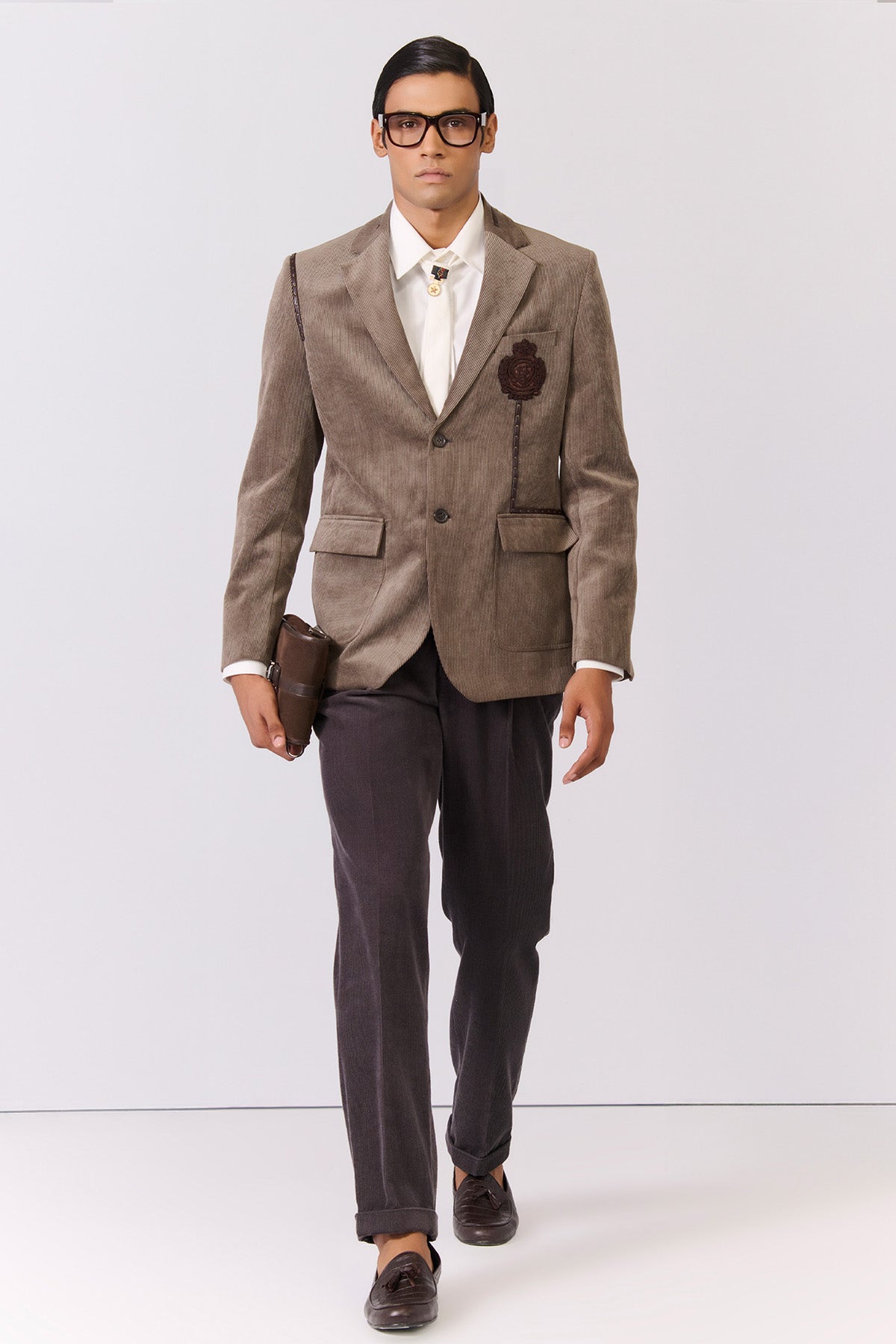 Shantanu & Nikhil Menswear Brown Corduroy Jacket indian designer wear online shopping melange singapore 
