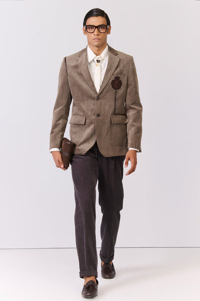 Shantanu & Nikhil Menswear Brown Corduroy Jacket indian designer wear online shopping melange singapore 
