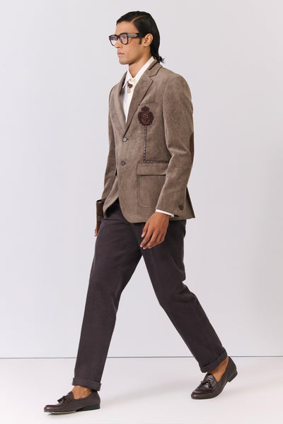 Shantanu & Nikhil Menswear Brown Corduroy Jacket indian designer wear online shopping melange singapore 