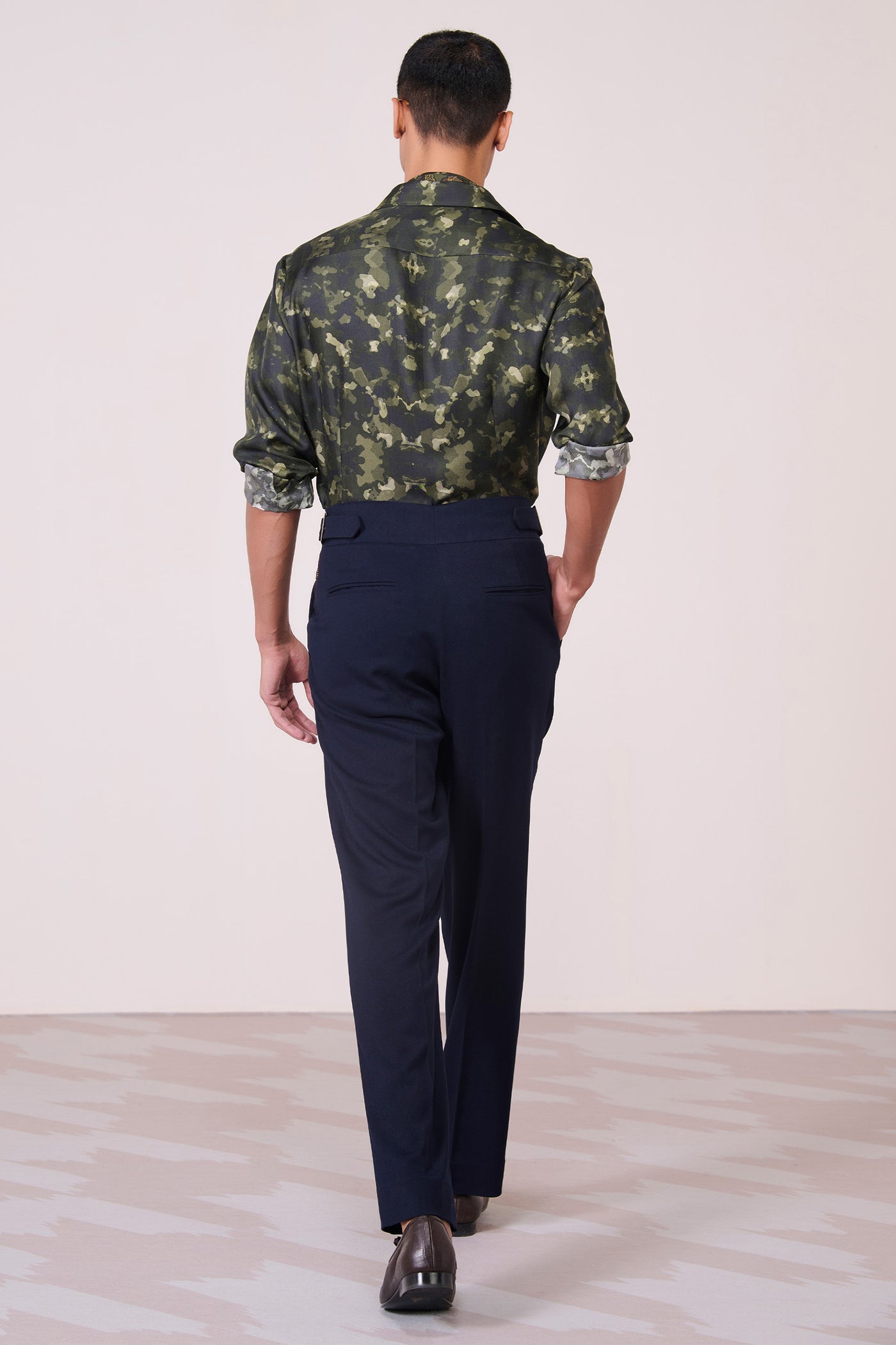 Shantanu & Nikhil Menswear Camo Silk Twill Shirt indian designer wear online shopping melange singapore