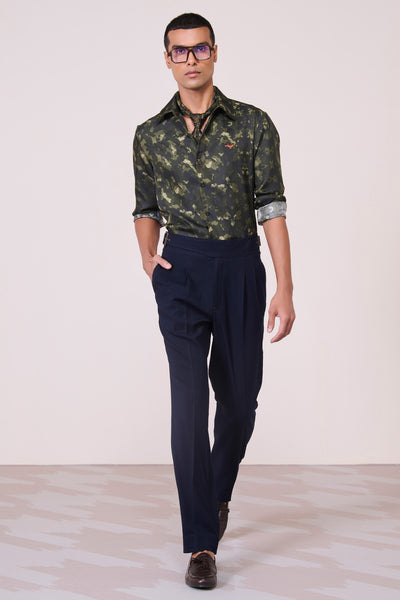 Shantanu & Nikhil Menswear Camo Silk Twill Shirt indian designer wear online shopping melange singapore