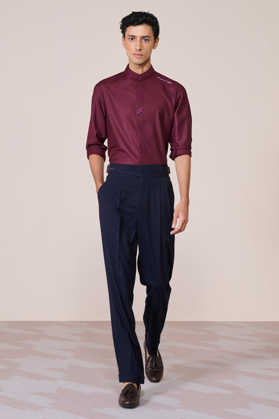Shantanu & Nikhil Menswear Cherry Band Collar Shirt indian designer wear online shopping melange singapore