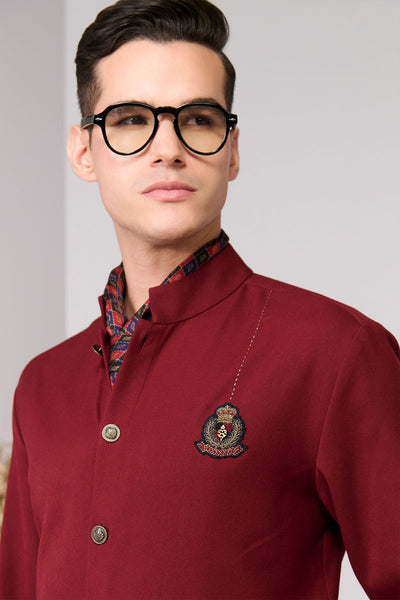 Shantanu & Nikhil Menswear Cherry Crested Shirt indian designer wear online shopping melange singapore 
