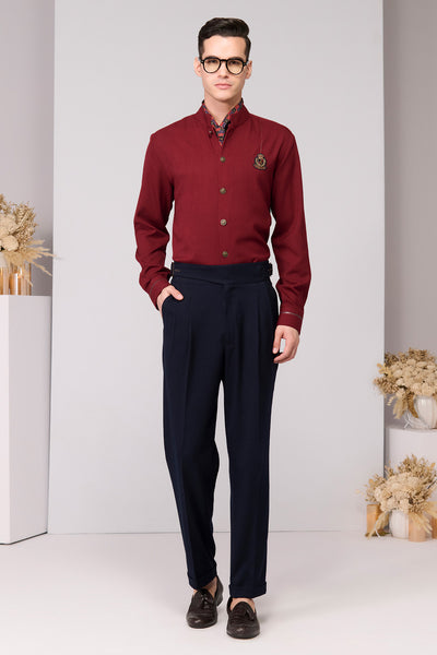 Shantanu & Nikhil Menswear Cherry Crested Shirt indian designer wear online shopping melange singapore 
