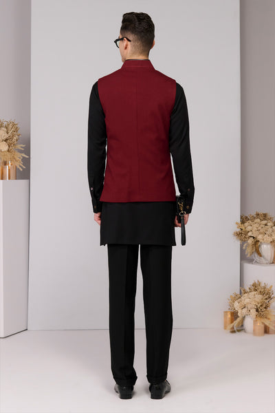 Shantanu & Nikhil Menswear Cherry Waistcoat with Signature Buttons indian designer wear online shopping melange singapore 
