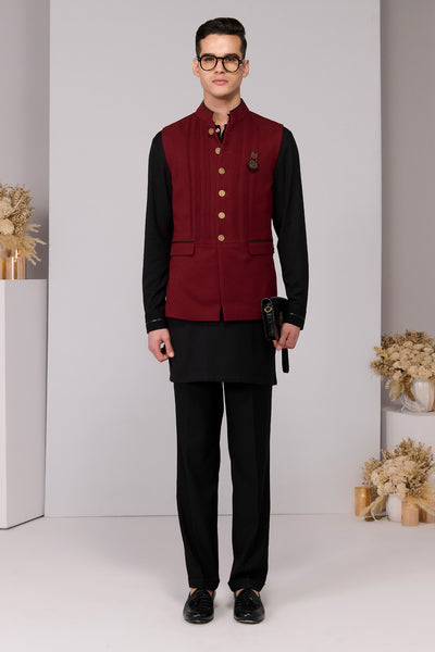 Shantanu & Nikhil Menswear Cherry Waistcoat with Signature Buttons indian designer wear online shopping melange singapore 

