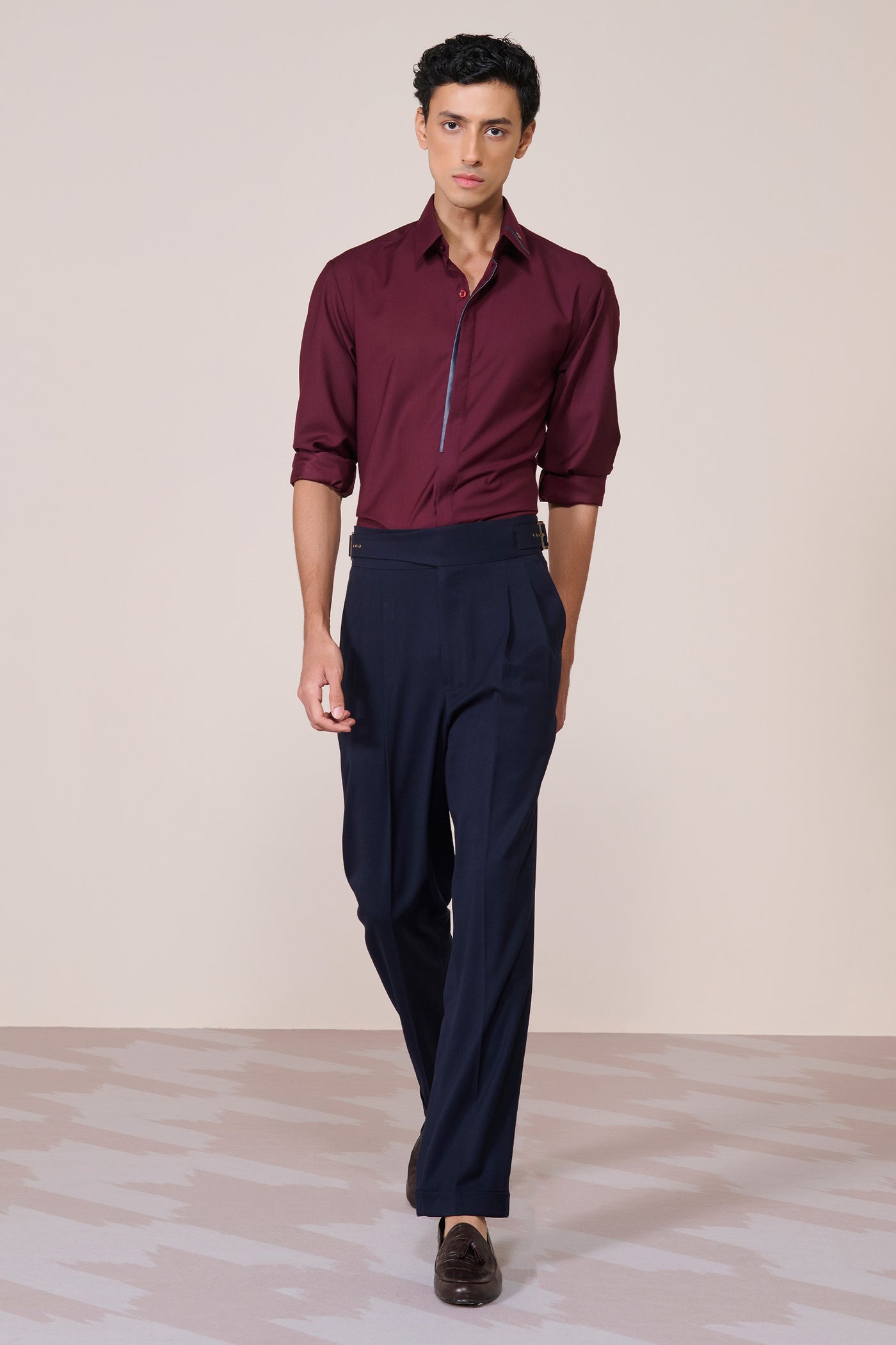 Shantanu & Nikhil Menswear Classic Cherry Shirt with Contrast Placket indian designer wear online shopping melange singapore