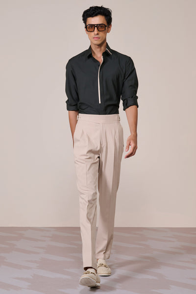 Shantanu & Nikhil Menswear Classic Military Green Shirt with Contrast Placket indian designer wear online shopping melange singapore