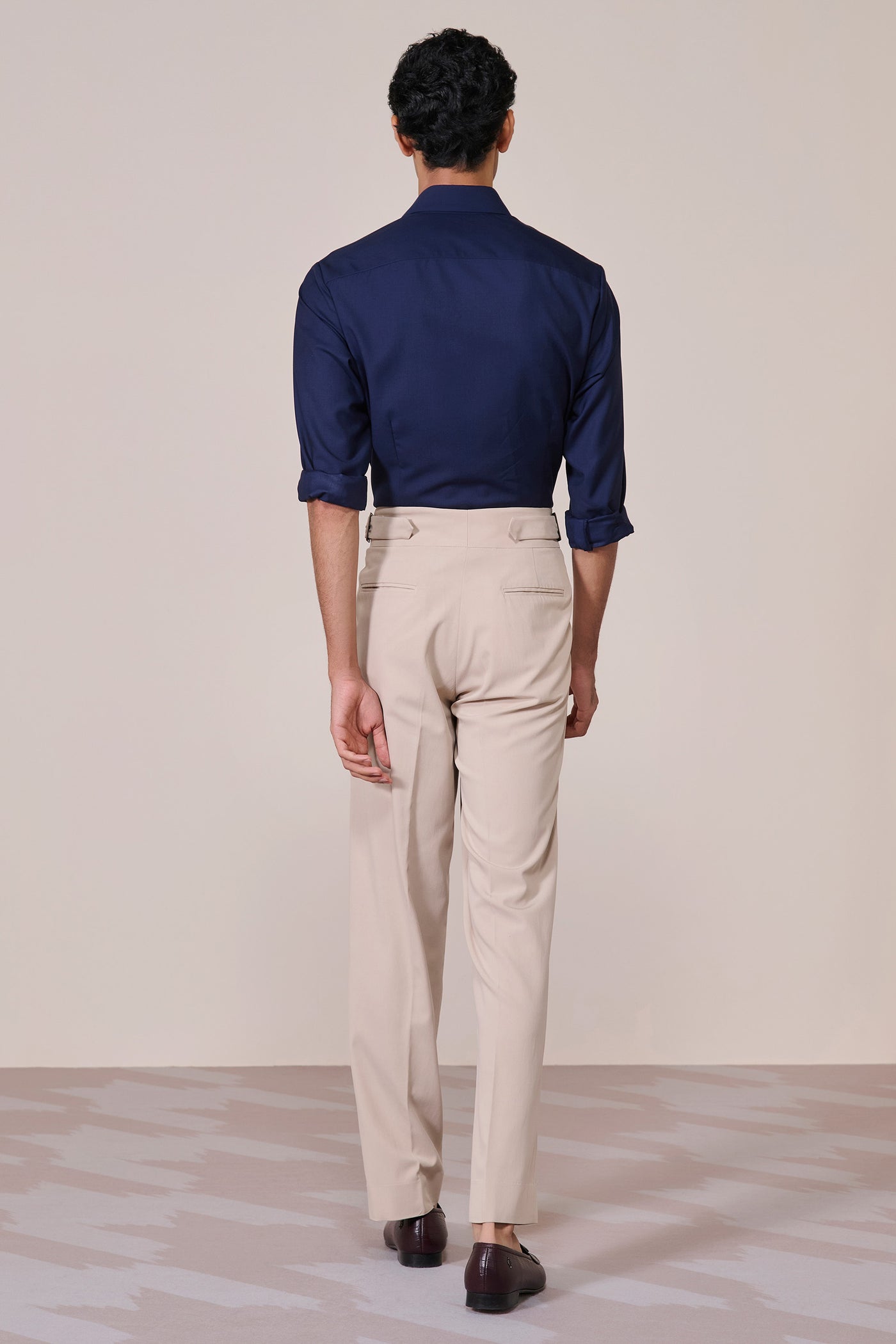 Shantanu & Nikhil Menswear Classic Navy Shirt With Contrast Placket indian designer wear online shopping melange singapore