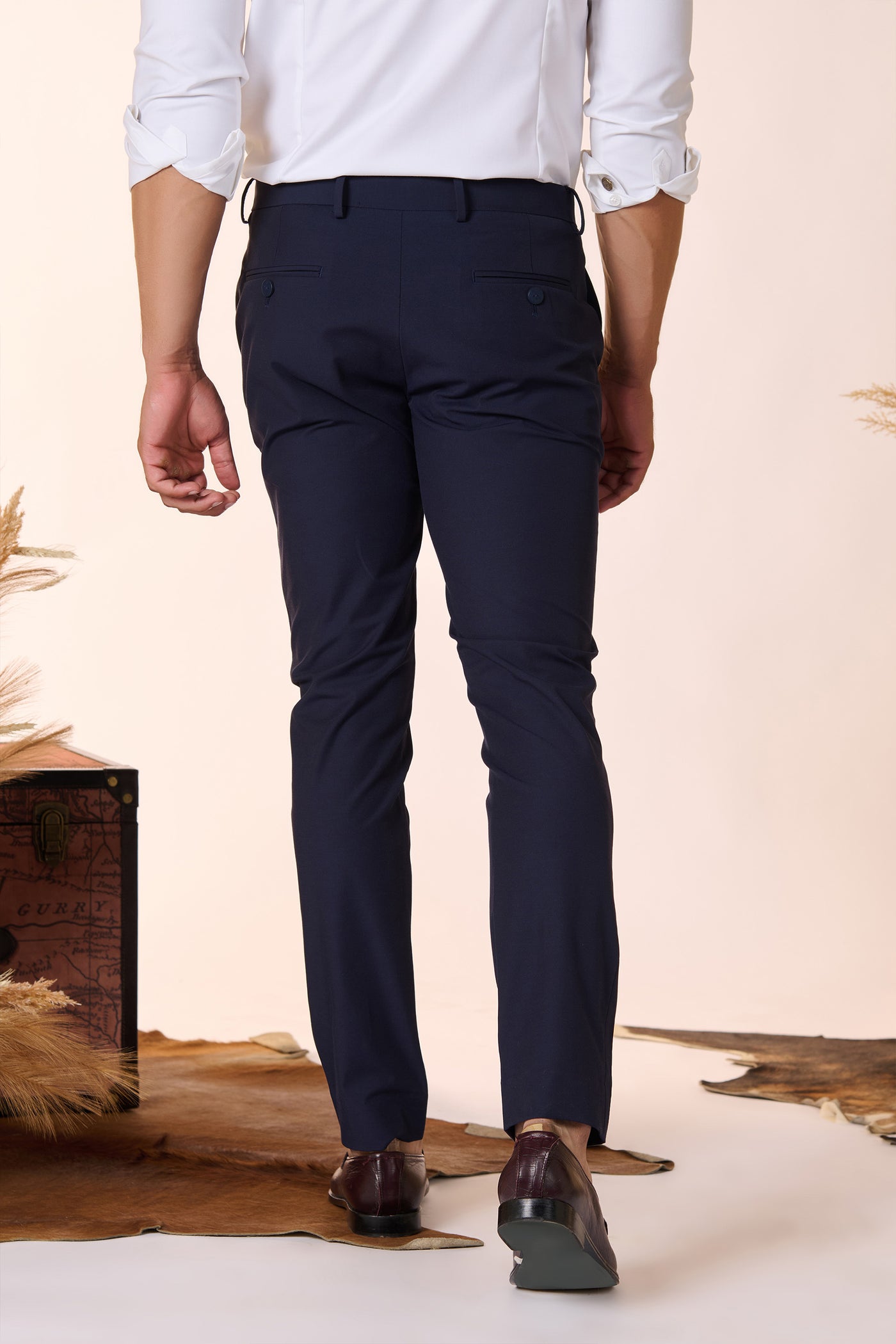 Shantanu & Nikhil Menswear Classic Navy Trouser With Tape Detailing indian designer wear online shopping melange singapore