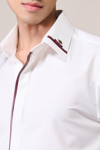 Shantanu & Nikhil Menswear Classic Off White Shirt with Contrast Placket indian designer wear online shopping melange singapore