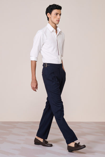 Shantanu & Nikhil Menswear Classic Off White Shirt with Contrast Placket indian designer wear online shopping melange singapore