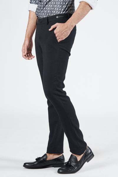 Shantanu & Nikhil Menswear Classic black Trouser with Faux Leather Braid Detailing indian designer wear online shopping melange singapore