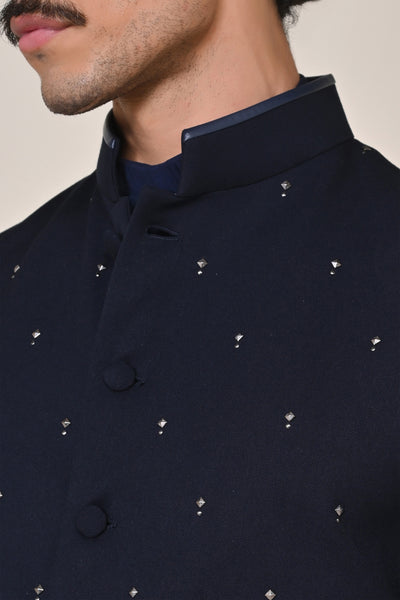 Shantanu & Nikhil Menswear Color Blocked Waistcoat With Rivet Accents indian designer wear online shopping melange singapore
