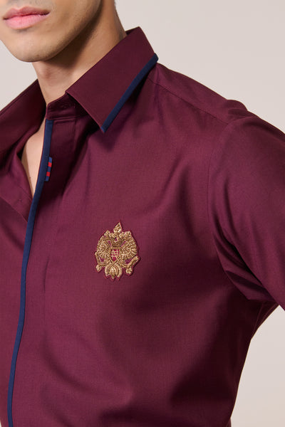 Shantanu & Nikhil Menswear Concealed Placket Cherry Shirt indian designer wear online shopping melange singapore