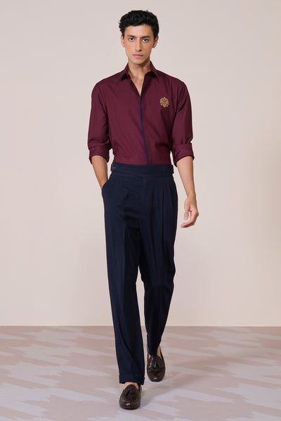 Shantanu & Nikhil Menswear Concealed Placket Cherry Shirt indian designer wear online shopping melange singapore