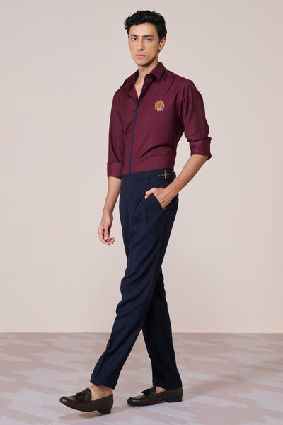 Shantanu & Nikhil Menswear Concealed Placket Cherry Shirt indian designer wear online shopping melange singapore