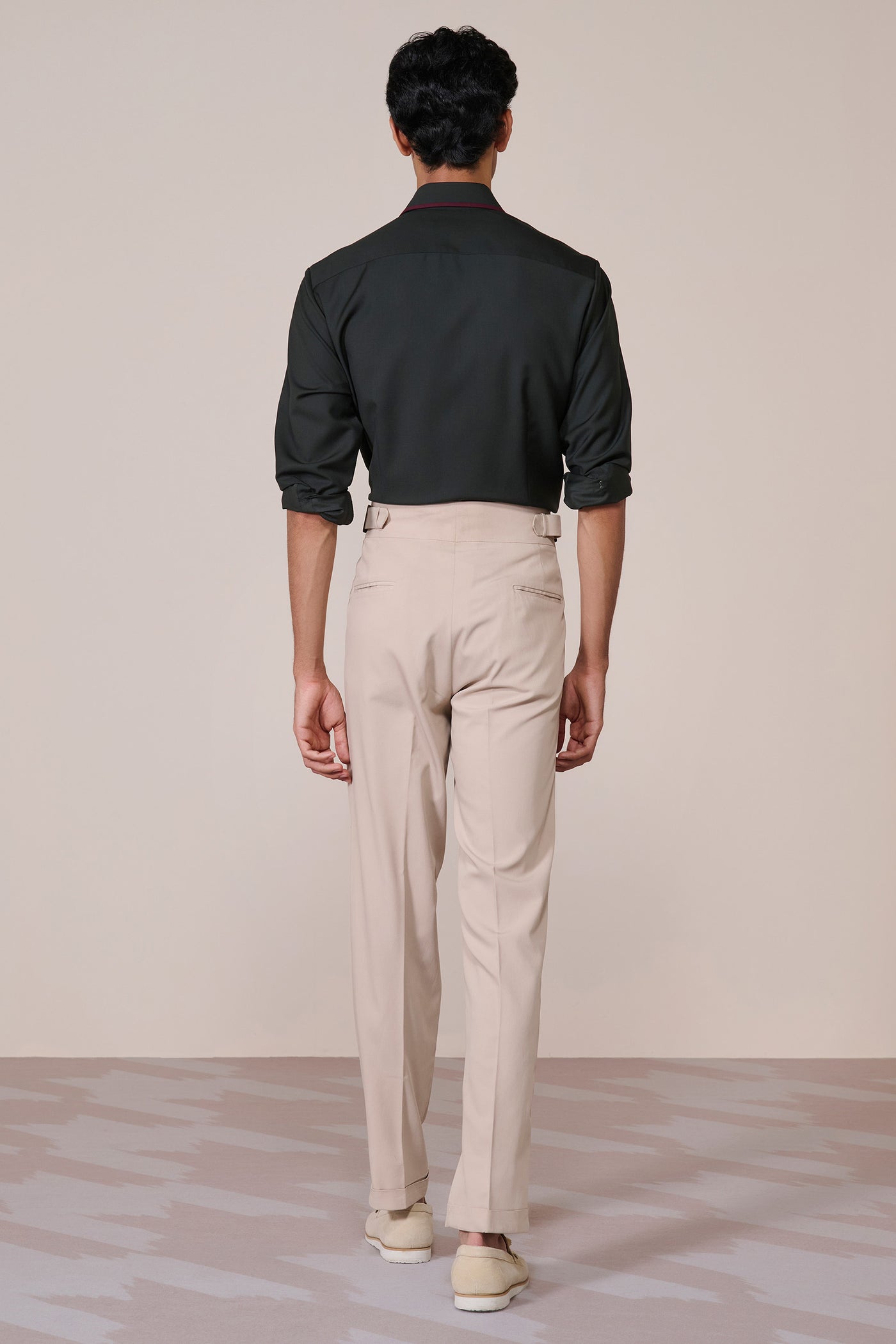 Shantanu & Nikhil Menswear Concealed Placket Military Green Shirt indian designer wear online shopping melange singapore