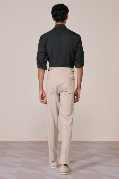 Shantanu & Nikhil Menswear Concealed Placket Military Green Shirt indian designer wear online shopping melange singapore