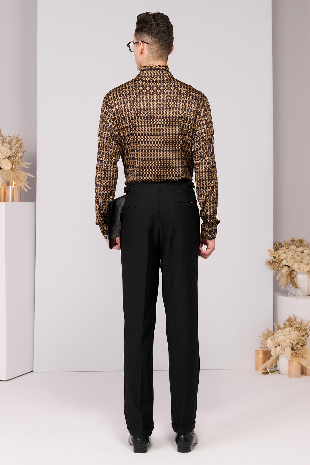 Shantanu & Nikhil Menswear Crepe Jersey Adamas Printed Shirt indian designer wear online shopping melange singapore 