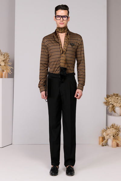 Shantanu & Nikhil Menswear Crepe Jersey Adamas Printed Shirt indian designer wear online shopping melange singapore 