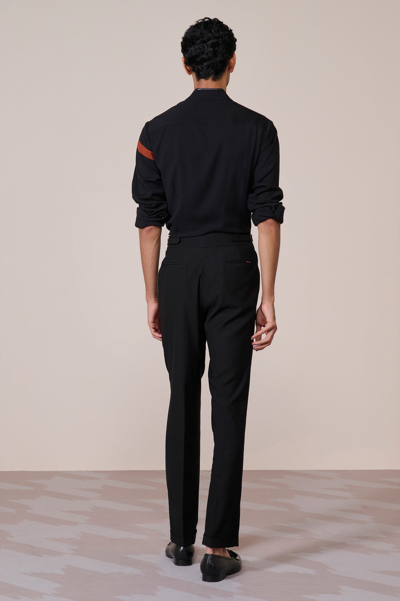 Shantanu & Nikhil Menswear Crested Black Shirt indian designer wear online shopping melange singapore