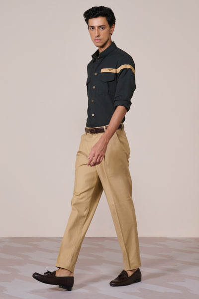 Shantanu & Nikhil Menswear Crested Emerald Shirt ndian designer wear online shopping melange singapore