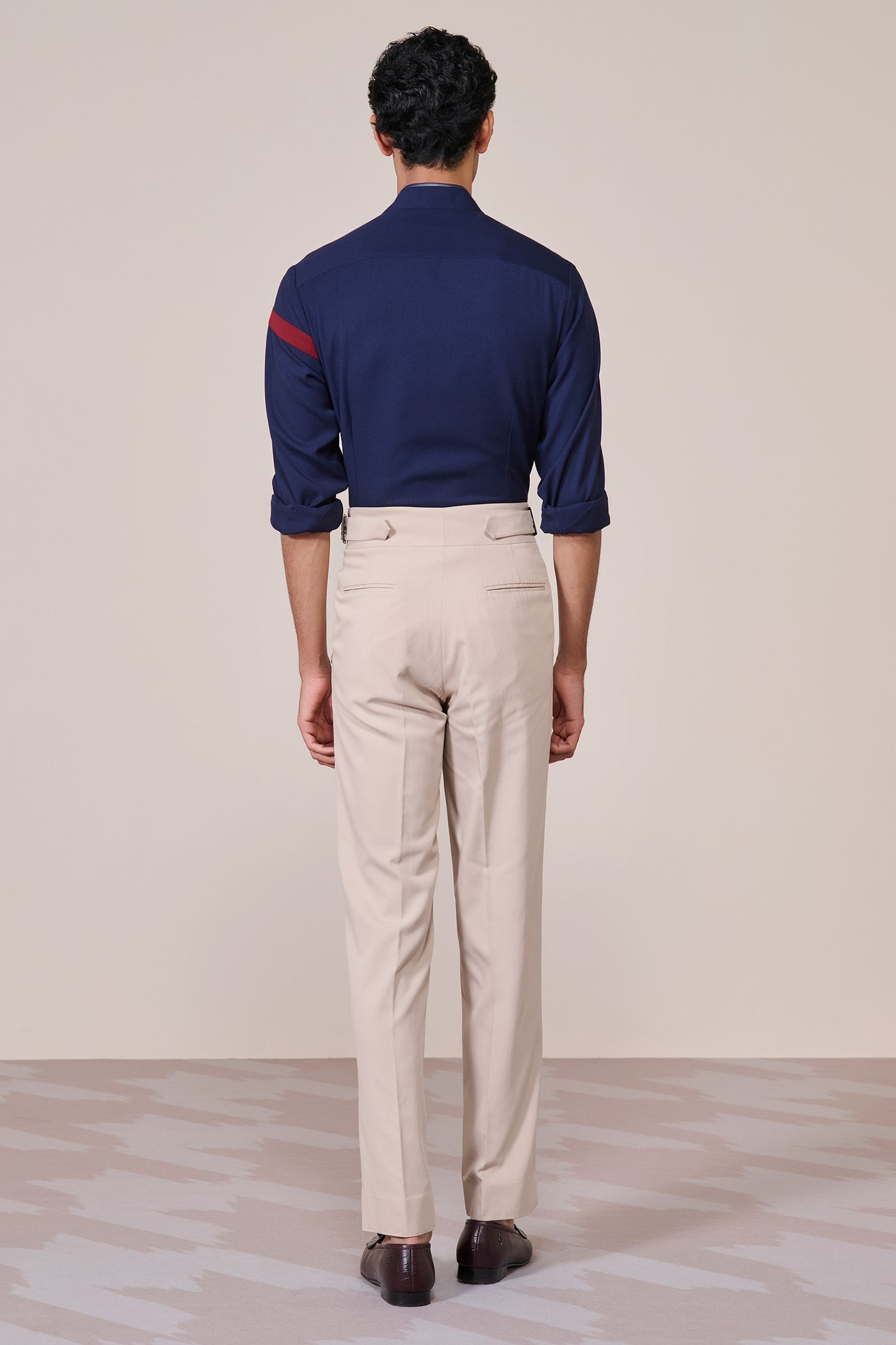 Shantanu & Nikhil Menswear Crested Navy Shirt indian designer wear online shopping melange singapore