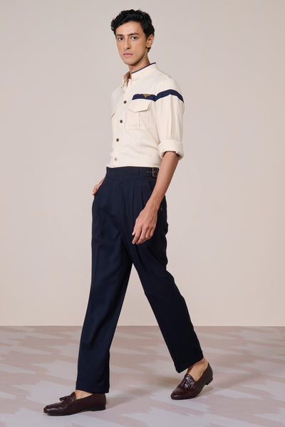 Shantanu & Nikhil Menswear Crested White Shirt indian designer wear online shopping melange singapore