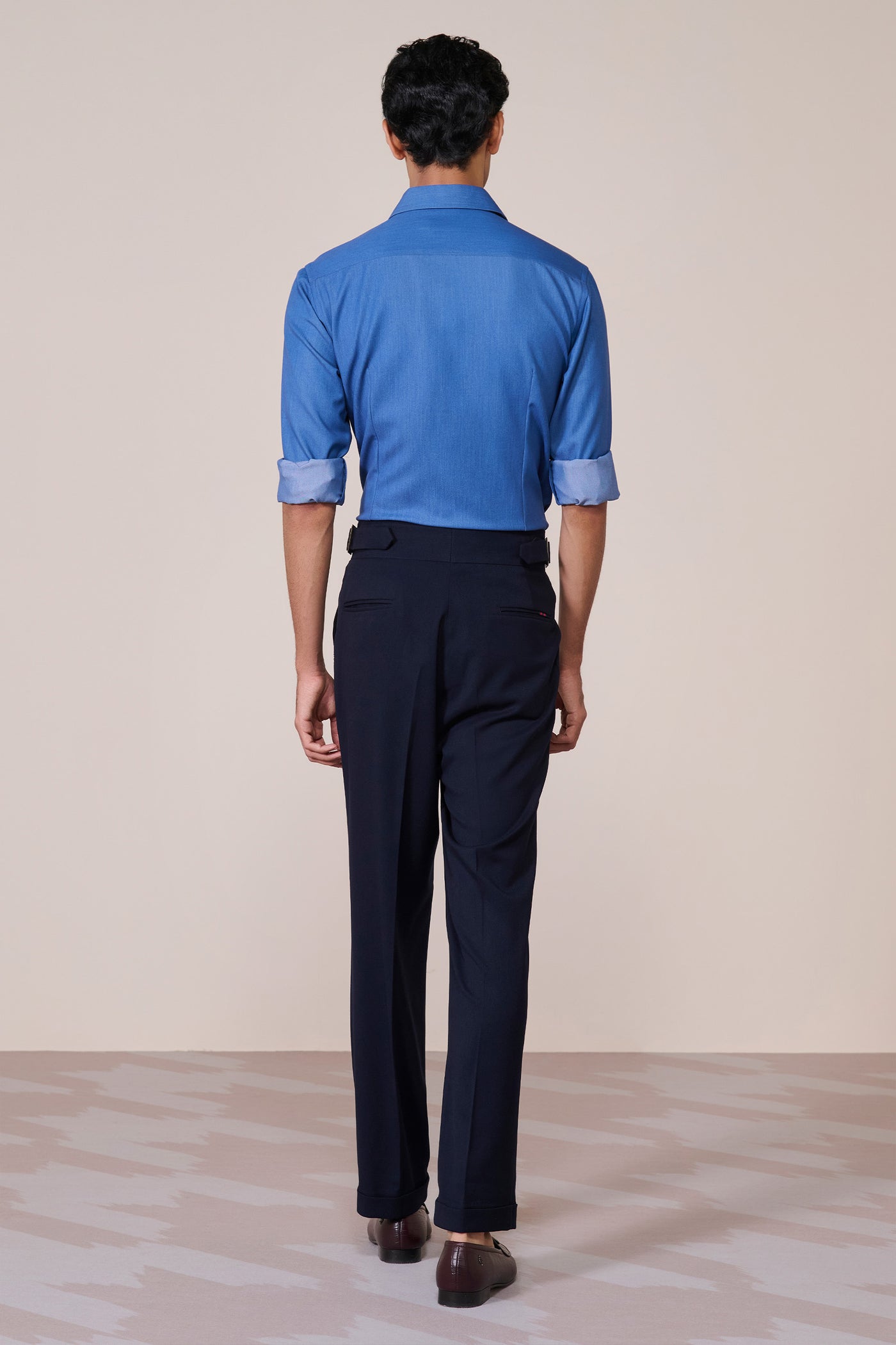 Shantanu & Nikhil Menswear Dark Blue Rivet Detail Shirt indian designer wear online shopping melange singapore