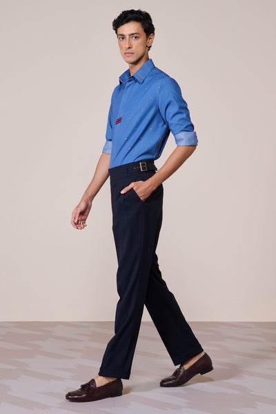 Shantanu & Nikhil Menswear Dark Blue Rivet Detail Shirt indian designer wear online shopping melange singapore