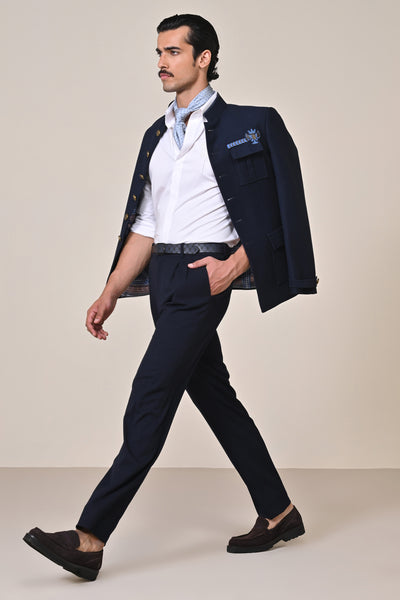Shantanu & Nikhil Menswear Denim Bandhgala indian designer wear online shopping melange singapore
