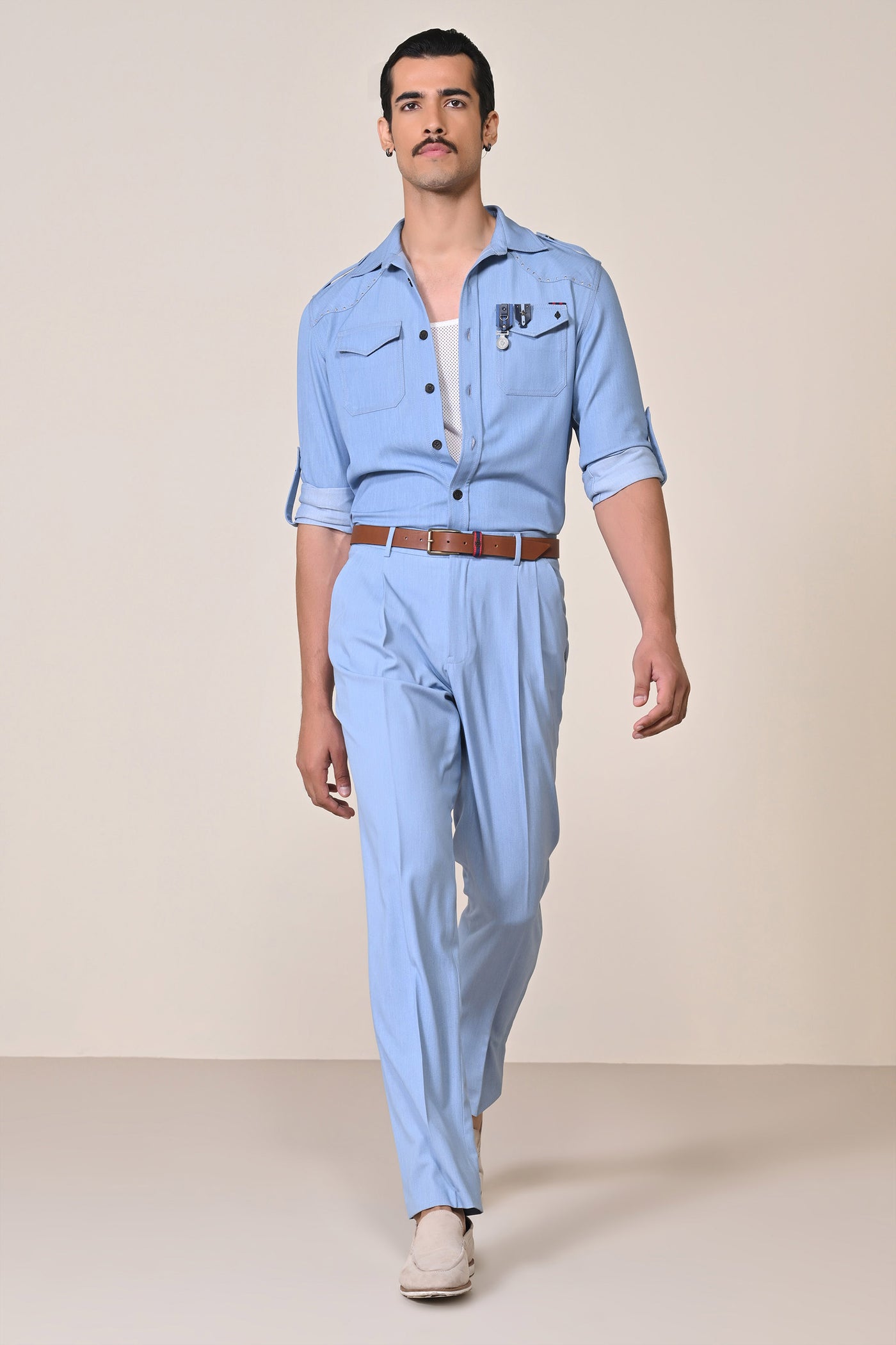Shantanu & Nikhil Menswear Denim Utility Shacket indian designer wear online shopping melange singapore