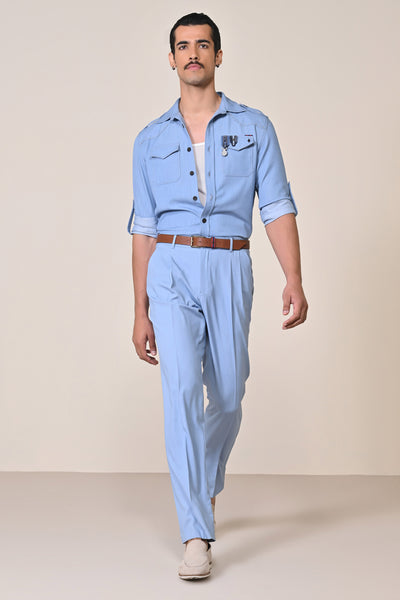 Shantanu & Nikhil Menswear Denim Utility Shacket indian designer wear online shopping melange singapore