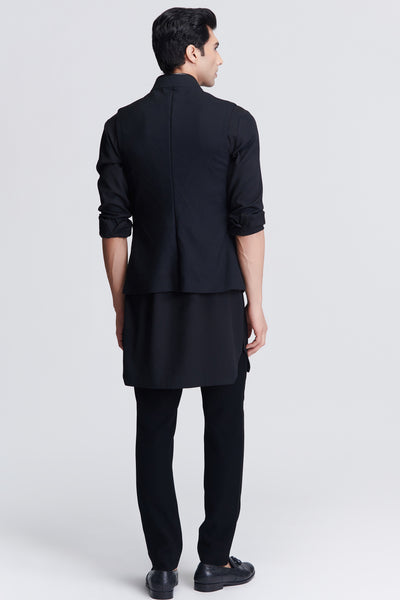 Shantanu & Nikhil Menswear Diamante Black Waistcoat indian designer wear online shopping melange singapore