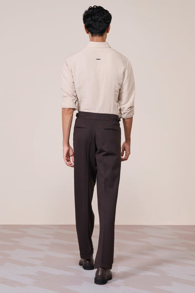 Shantanu & Nikhil Menswear Ecru Linen Crested Shirt indian designer wear online shopping melange singapore