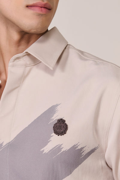 
Shantanu & Nikhil Menswear Ecru Printed Shirtl Shirt indian designer wear online shopping melange singapore